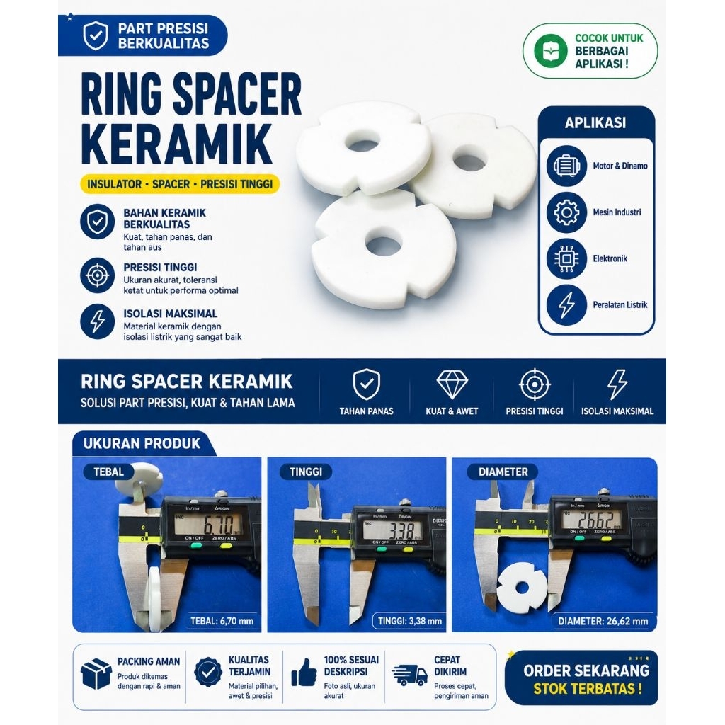 Keramik Isolator Bulat I Keramik Ring isolator Id 6.7 mm Heater I Ring spacer