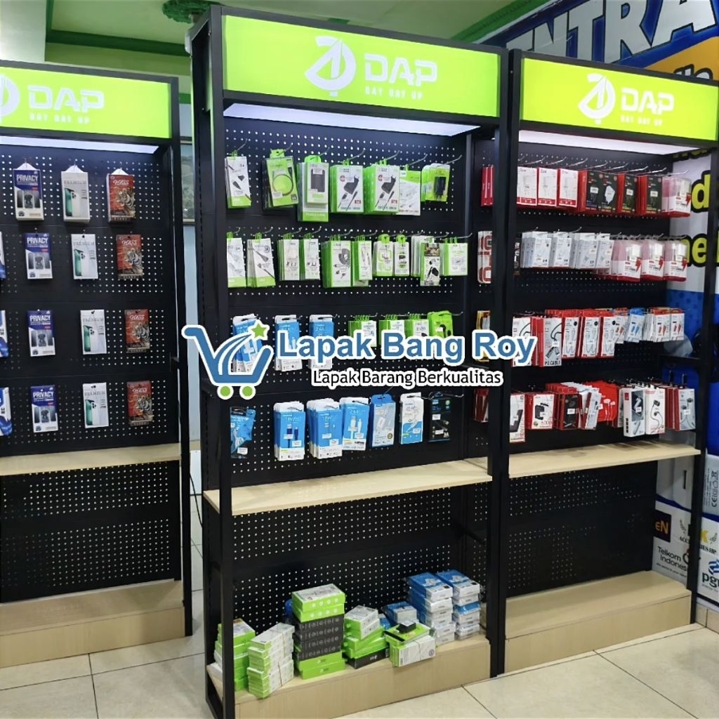 RAK DISPLAY DAP 100X200 CM Untuk TOKO KONTER AKSESORIS HP || Rak Display Barang Merk DAP Acc Fullset