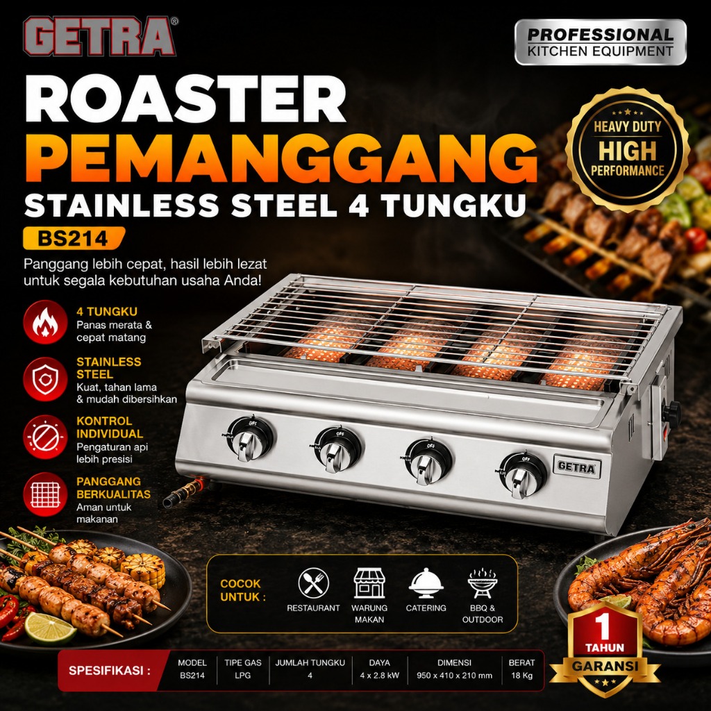 GETRA PEMANGGANG 4 TUNGKU / ROASTER GETRA BS-214
