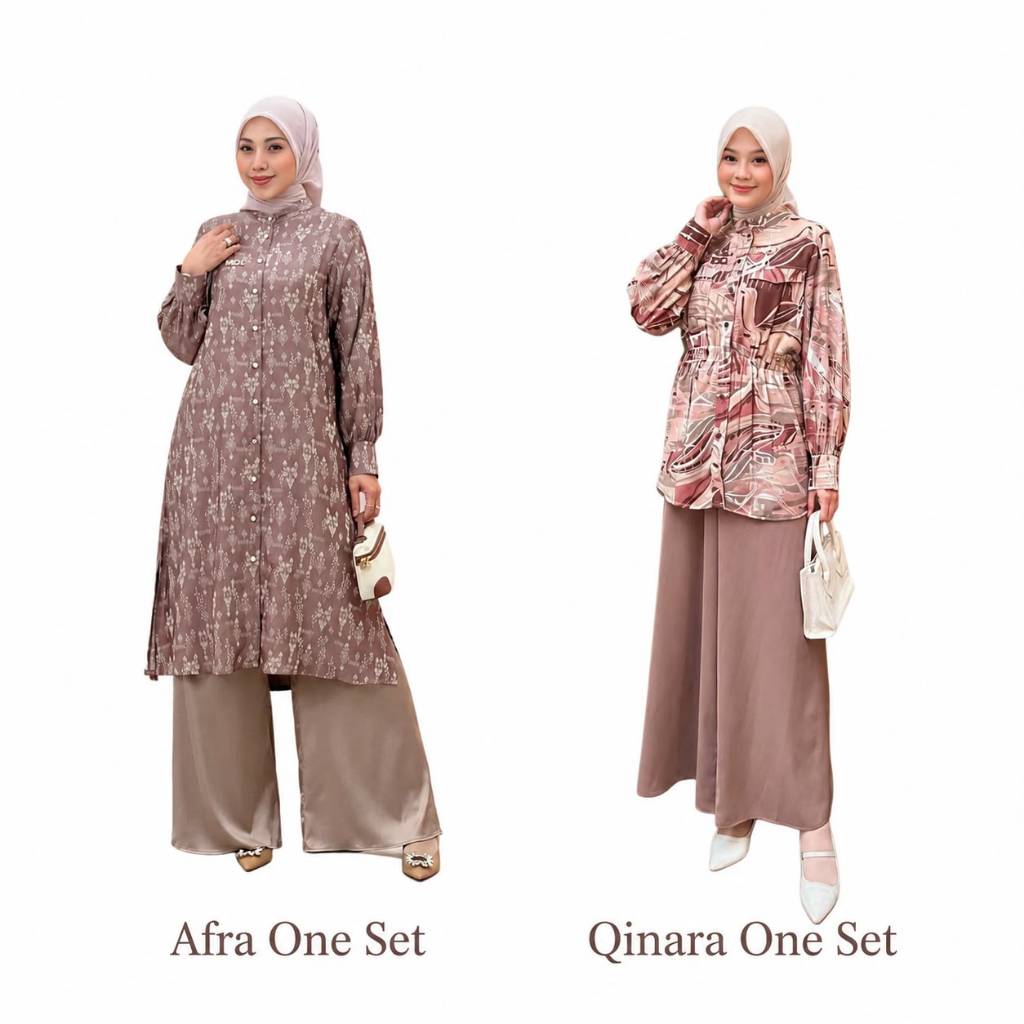 MDLY Afra Vol.2 Qinara One Set Bahan Arabian Silk Damelia Viscose Ethnic Print Setelan Wanita One Se