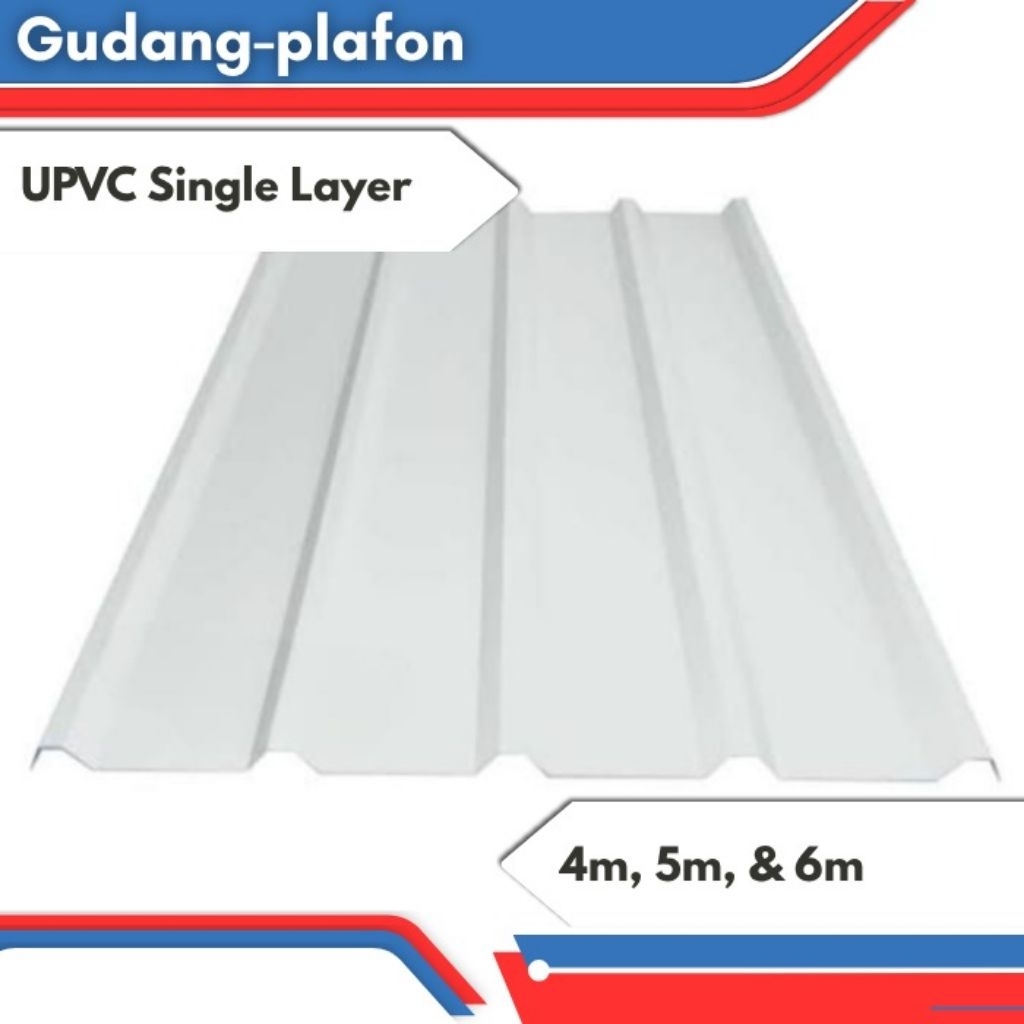 ATAP UPVC SINGLE LAYER/TEBAL 1,2MM/PANJANG 4,5,6 METER/WARNA PUTIH