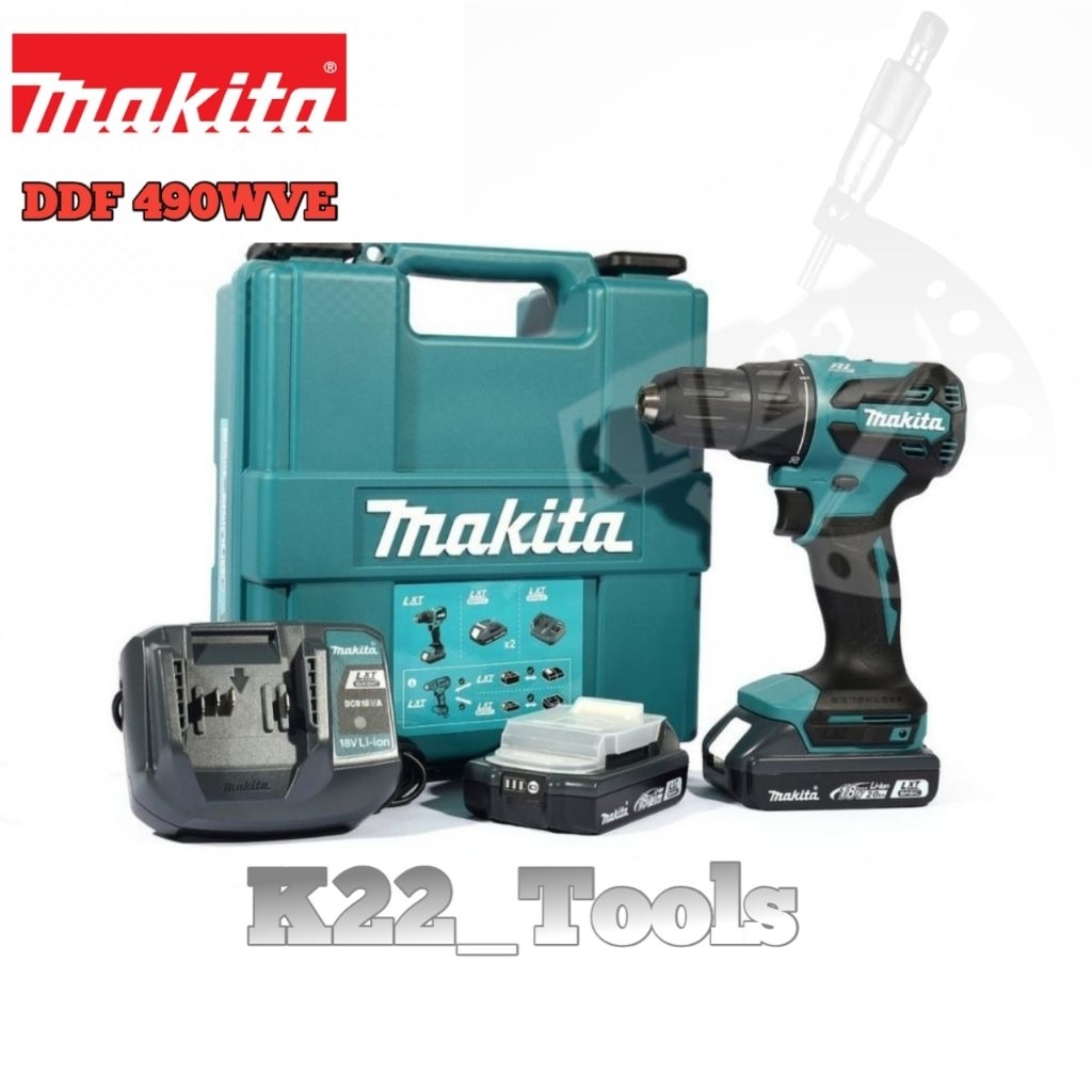 MESIN BOR BATERAI CORDLESS BRUSHLESS MAKITA DDF 490WVE DAN MAKITA DHP 490