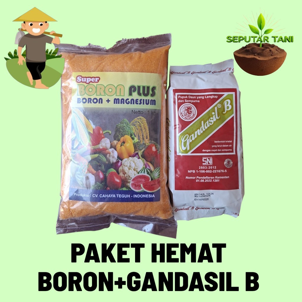 PAKET HEMAT Pupuk Boron Plus Boron+Magnesium 1kg+Gandasil B 500gr