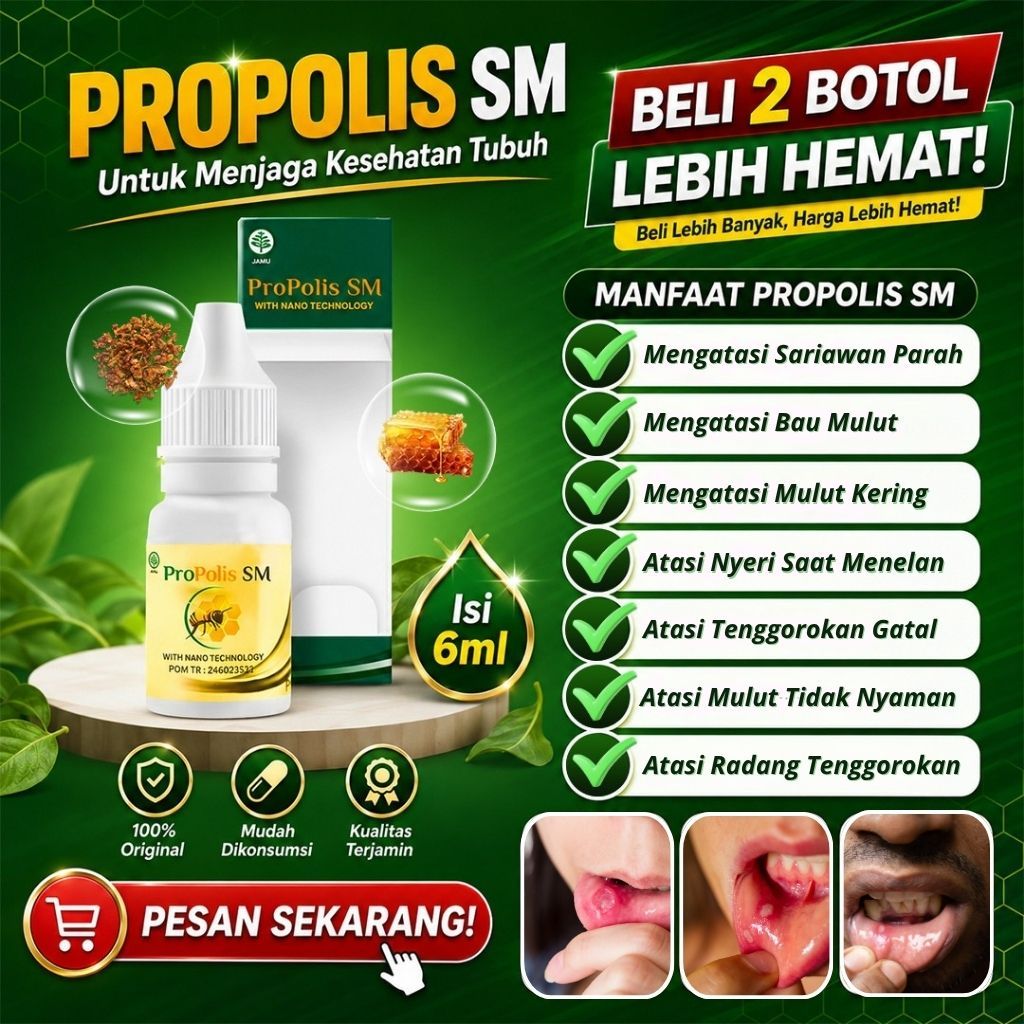 Obat Sariawan Parah Bau Mulut Radang Tenggorokan Propolis SM