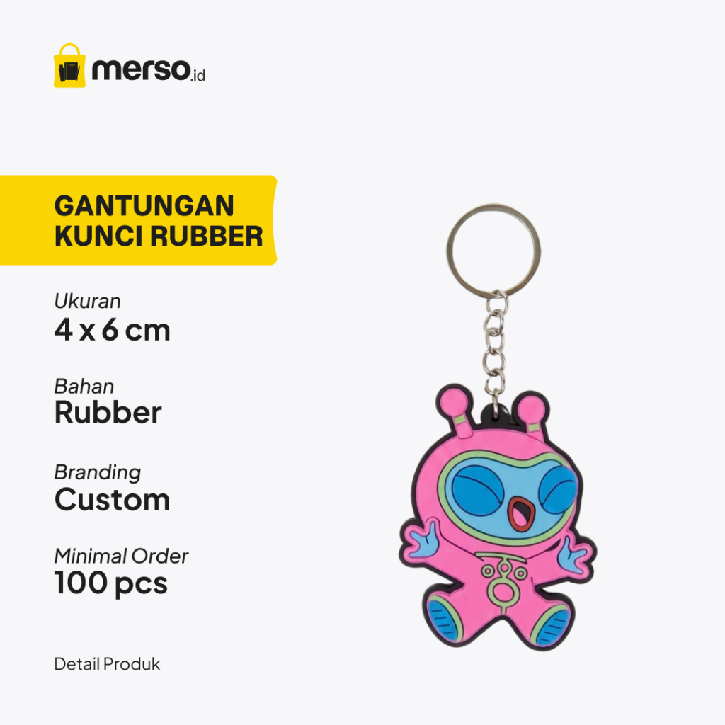 Merso - Gantungan Kunci Rubber Custom Logo - Ganci Karet 2D Souvenir Promosi Perusahaan Merchandise 