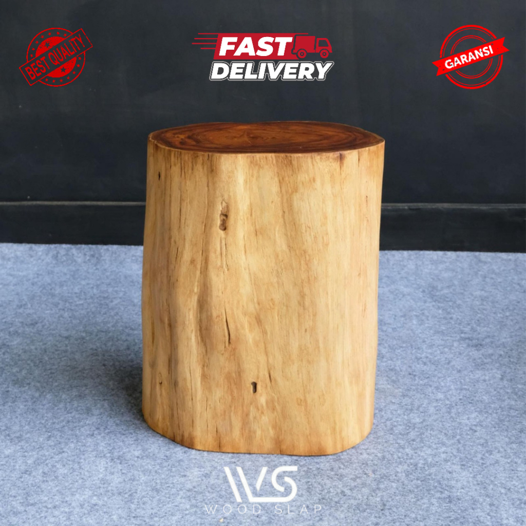 Stool Kayu Log Jati Antik Solid Bundar
