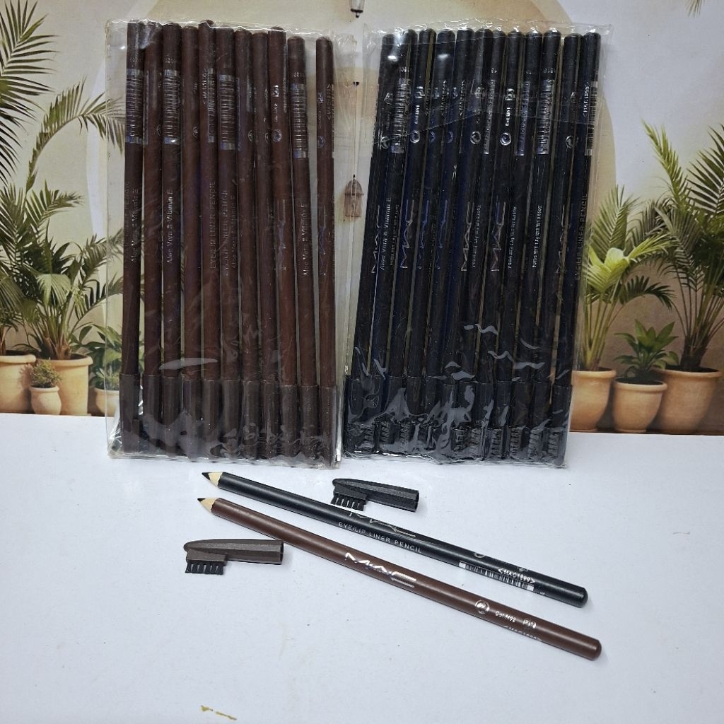 12Pcs Pensil Alis MAC Hitam/Coklat