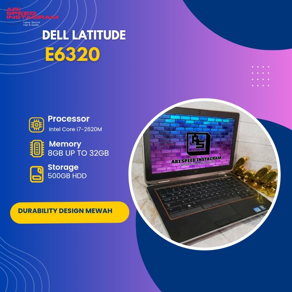 DELL LATITUDE E6320 INTEL CORE i7-2620M / 32GB RAM / 500GB HDD / HD