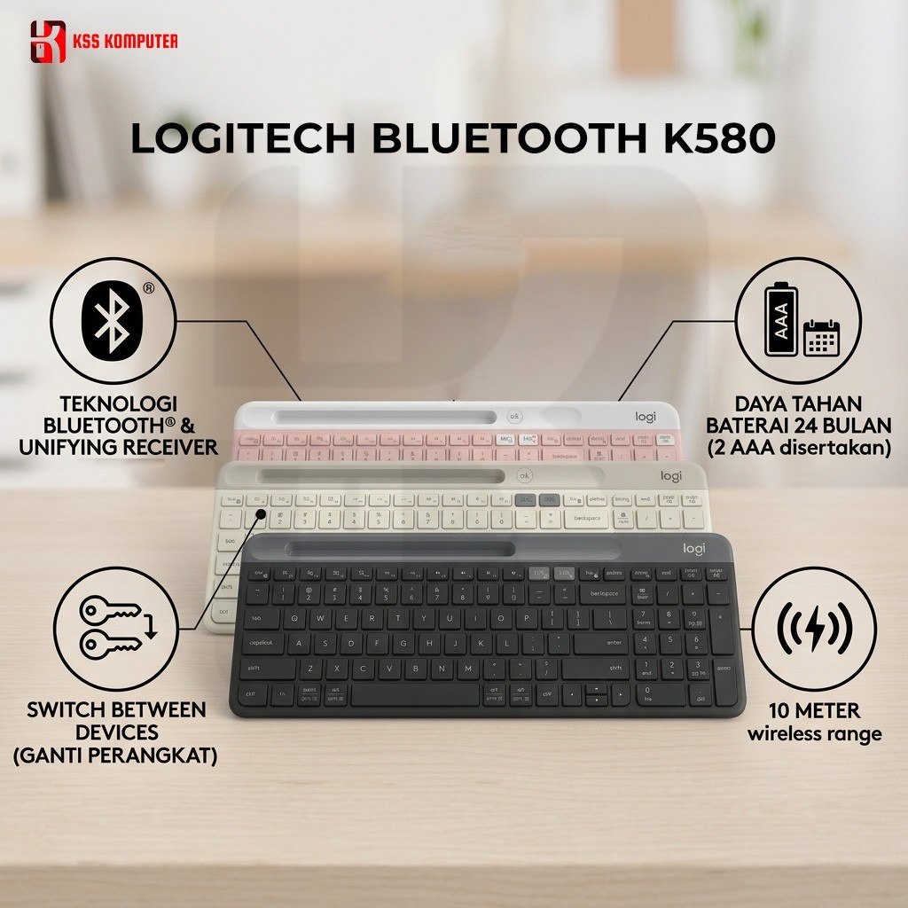Keyboard Wireless Logitech K580 Keyboard Slim MultiDevice Wireless Bluetooth