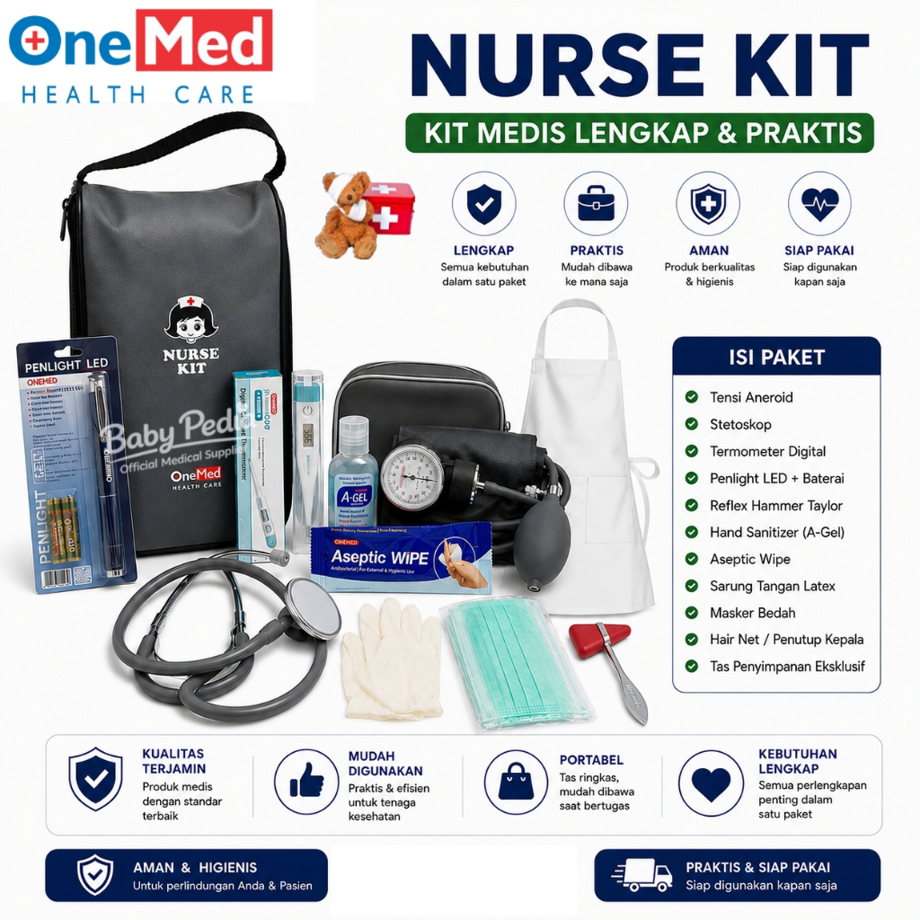 Paket Nurse Kit OneMed GC Lengkap Tas Perlengkapan Suster Nursing Medical Kit Bidan RS - BabyPedia