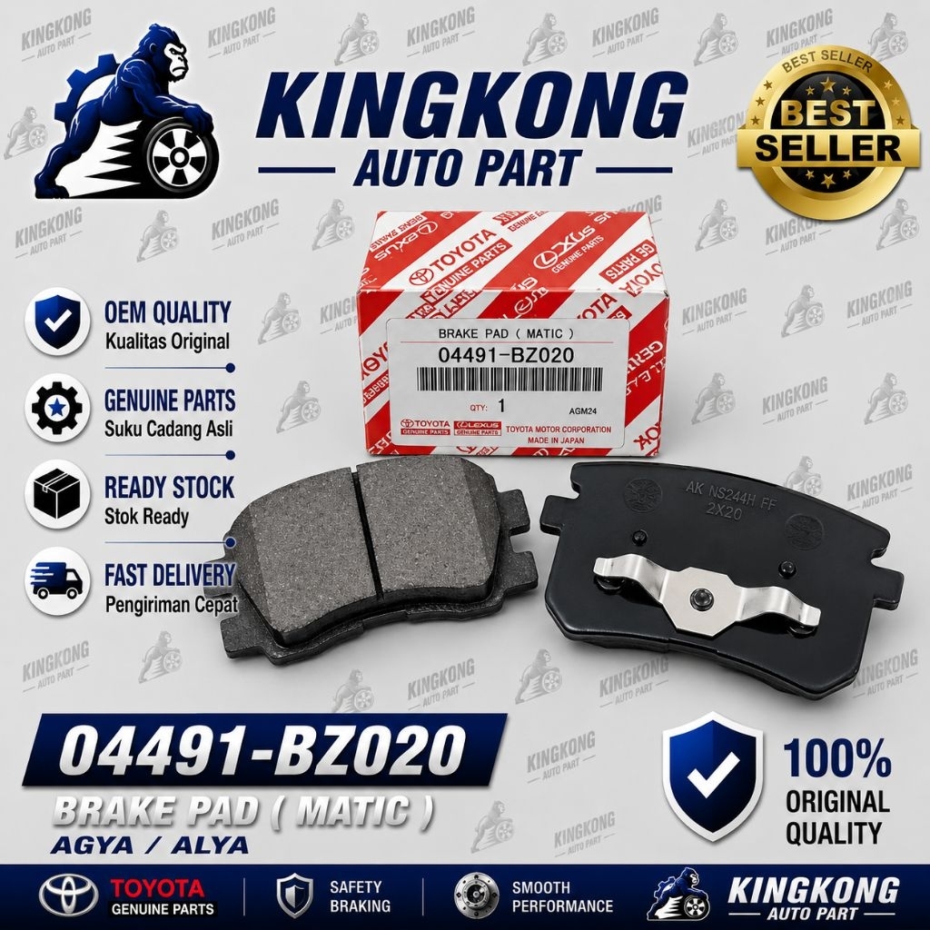 04491-BZ010 BRAKE PAD /KAMPAS REM DEPAN( MANUAL)04491-BZ011-AGYA/AYLA MANUAL 12" ON