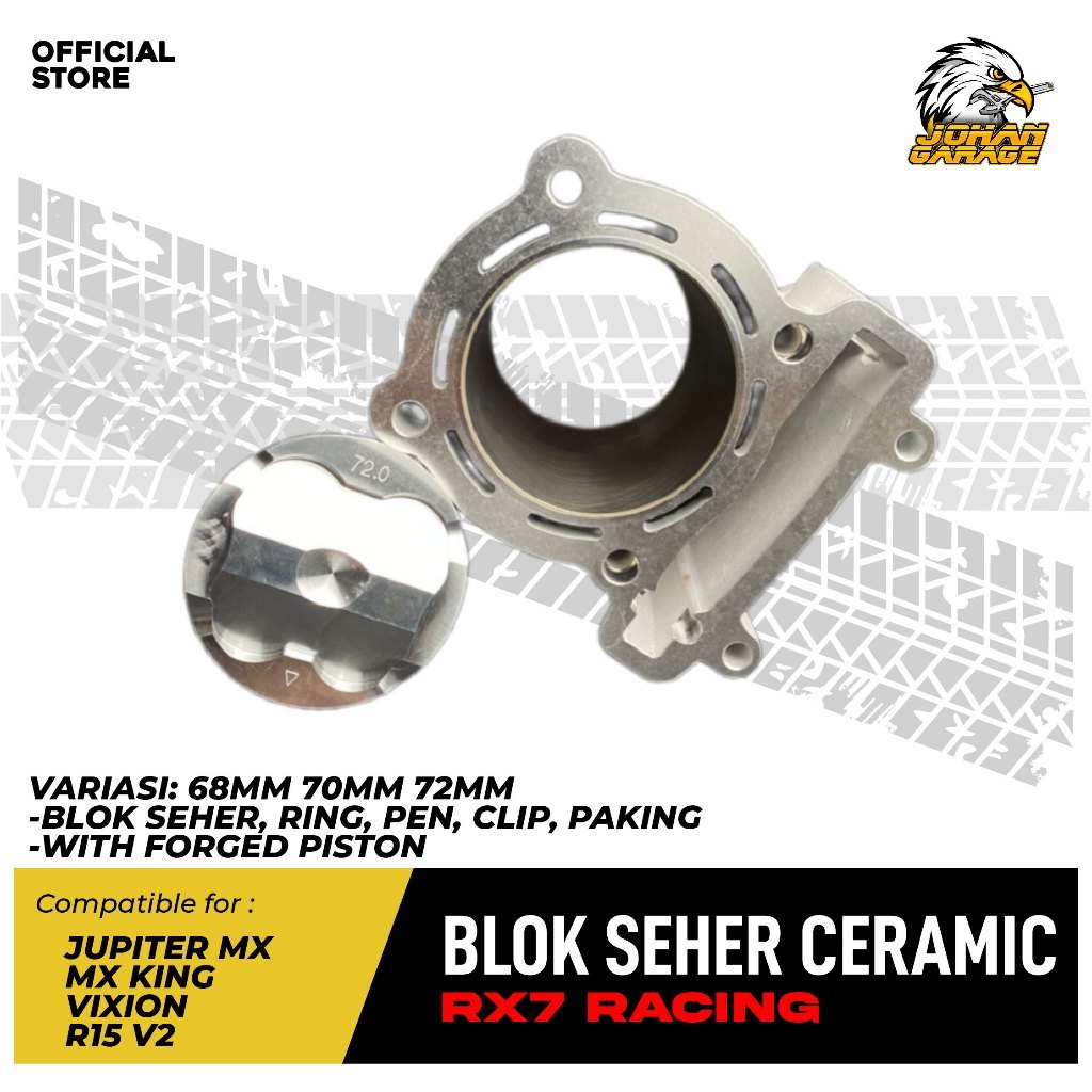 Blok Seher Rx7 Racing Jupiter MX Mx King Xabre R15 V2 Vixion 68mm 70mm 72mm Keramik Forged Johan Gar