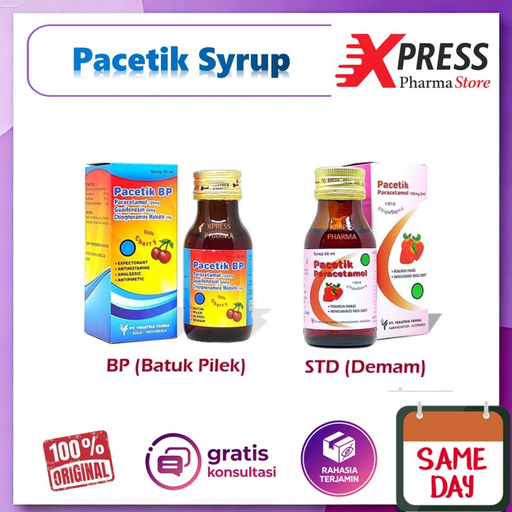 XPRESS  PACETIK STD / BP Syrup Obat Batuk Pilek Demam Anak Pacetic Sirup Zs