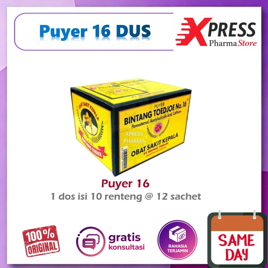 XPRESS  DOS Puyer No 16 isi 10 renteng @ 12 sachet Bintang Todjoe Tujuh Box Boks Dus Puder 38 Kalbe 