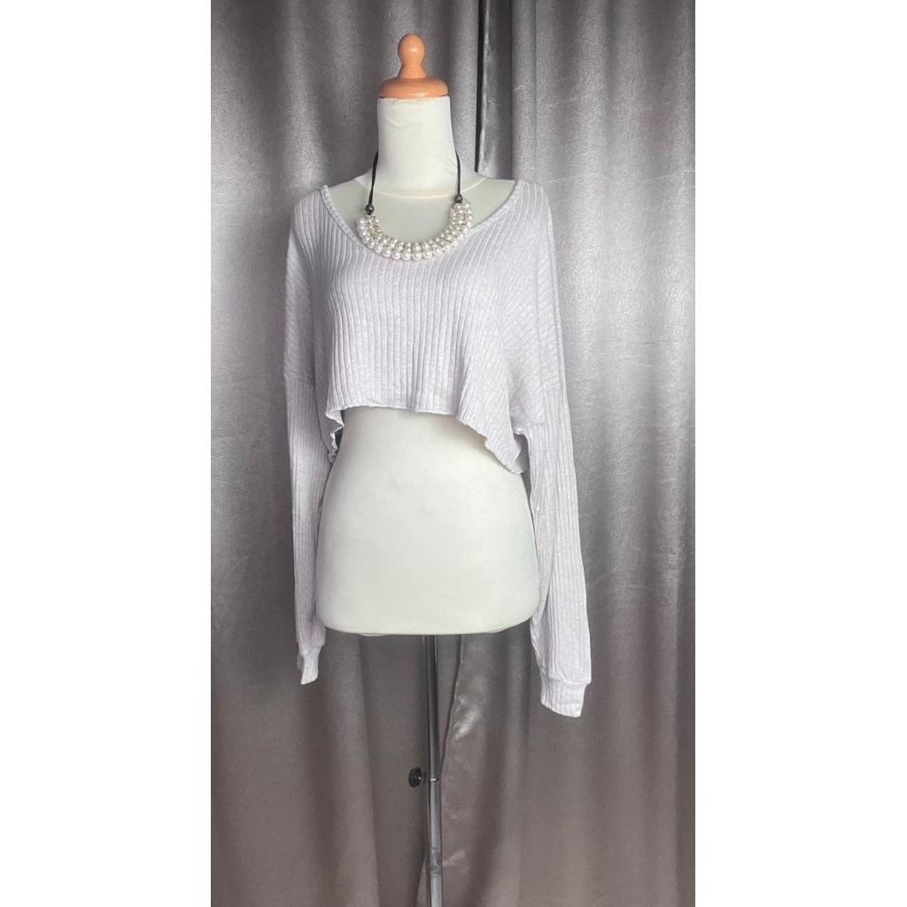 croptop cardigan sweater krem ld 140