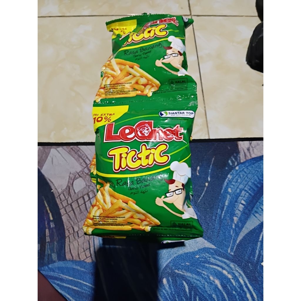 leanet tictic rasa bawang 1 renceng isi 10 bks