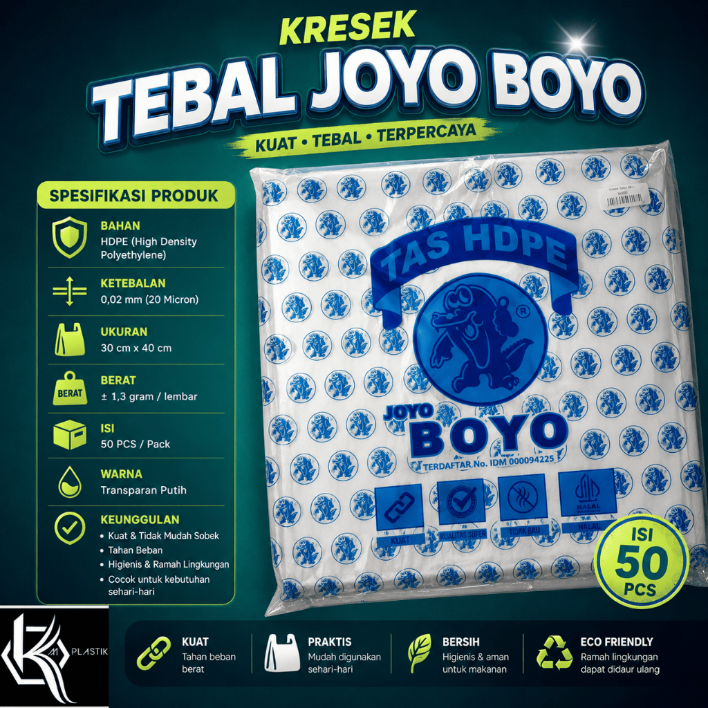 Kantong Kresek HDPE Boyo Putih Doff Transparan - Tahan Lama, Transparan, Warna Putih