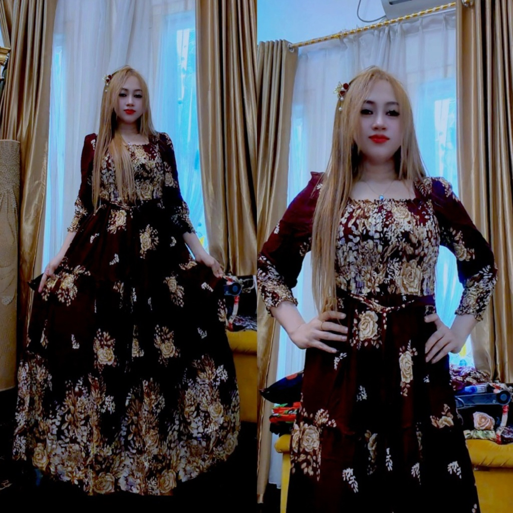 Dress cinderella full smoke bunga-bunga