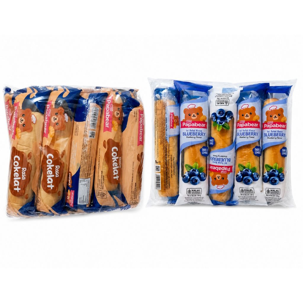 ROTI PAPABEAR RASA COKELAT/ KEJU/RASA SUSU/BLUBERI/NANAS (10PCS)