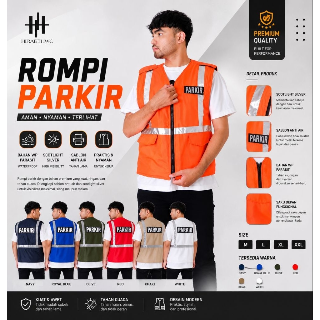 Rompi parkir/Rompi Petugas Parkir/Rompi Parkir Orange/Rompi Lapangan/RompiOrange