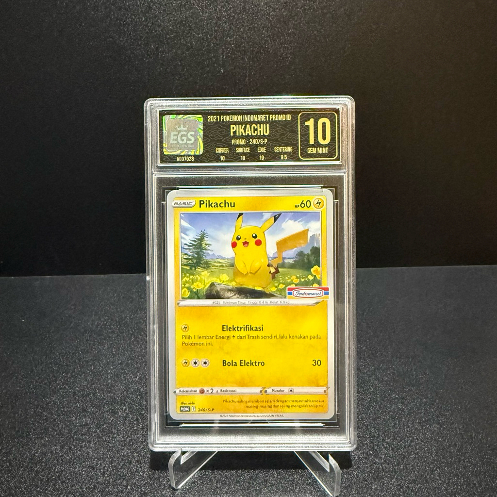 Kartu Pokemon Pikachu Promo Indomaret Indonesia 2021 EGS Grading 10 Original