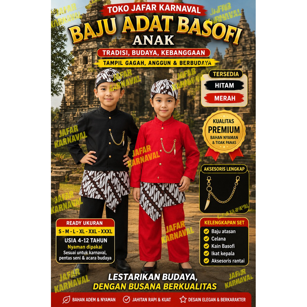 BAJU BASOFI ANAK PAUD, TK, SD/ BAJU ADAT JAWA BASOFI ANAK PAUD, TK, SD