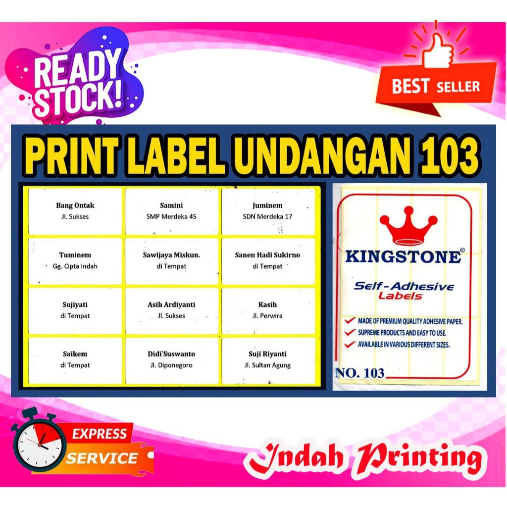 Cetak Stiker / Label nama-nama Undangan (Label 103)