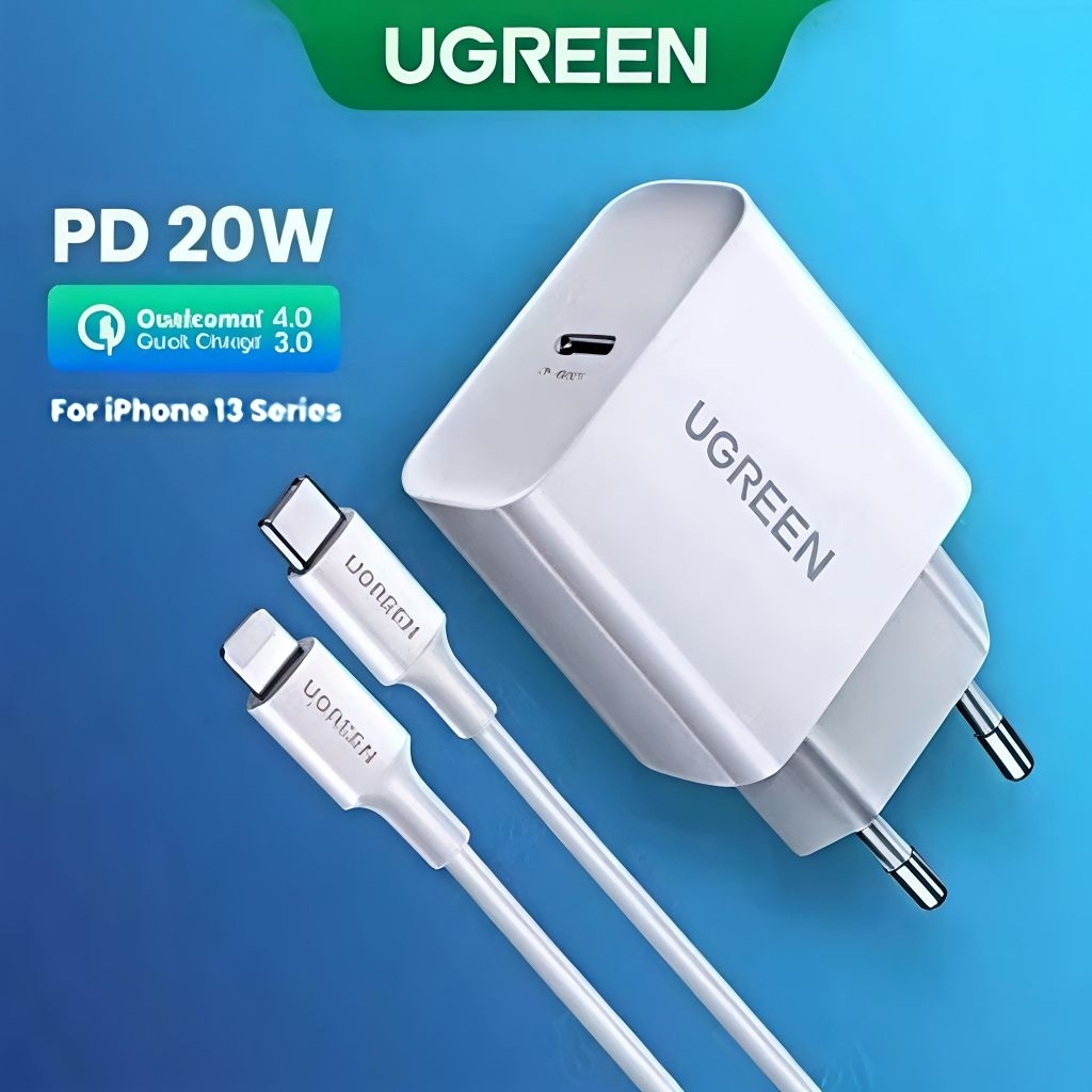UGREEN Charger Set 20W MFI - Desain Ringkas, Pengisian Cepat, Aman
