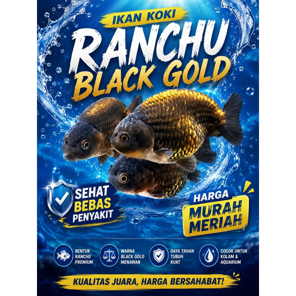 ikan koki ranchu black gold
