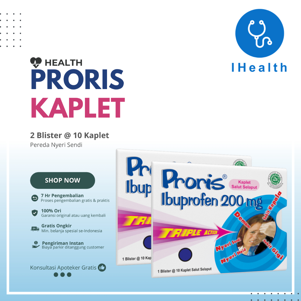 Proris Kaplet Ibuprofen Triple Action/Obat Sakit Kepala/Obat Demam/Pereda Nyeri