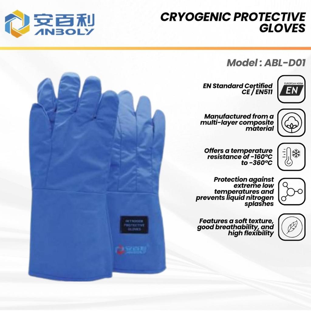 Sarung Tangan Cryogenic Liquid Nitrogen ANBOLY ABL-D01 - Tahan Suhu Rendah Anti Beku