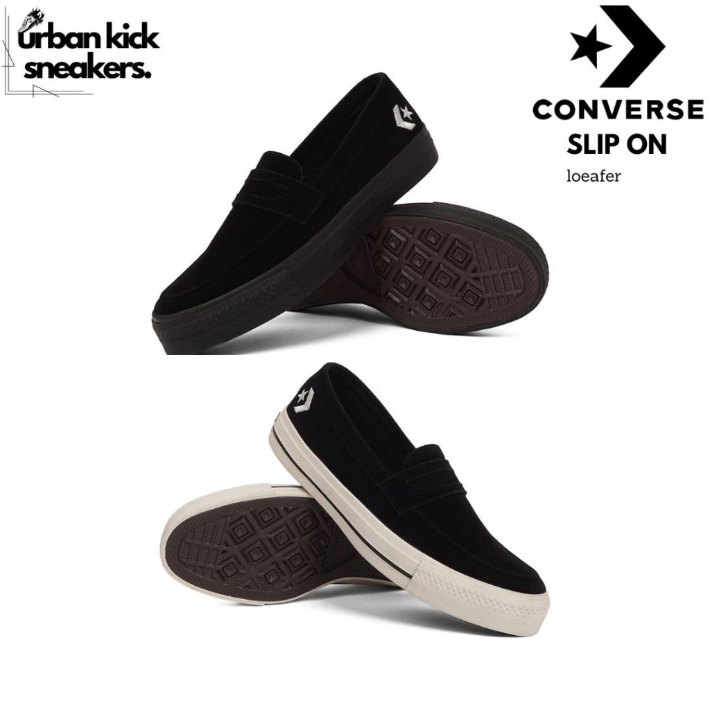 (URBANKS) Converse Slip On Loafers Sneakers Work Casual Daily White Black