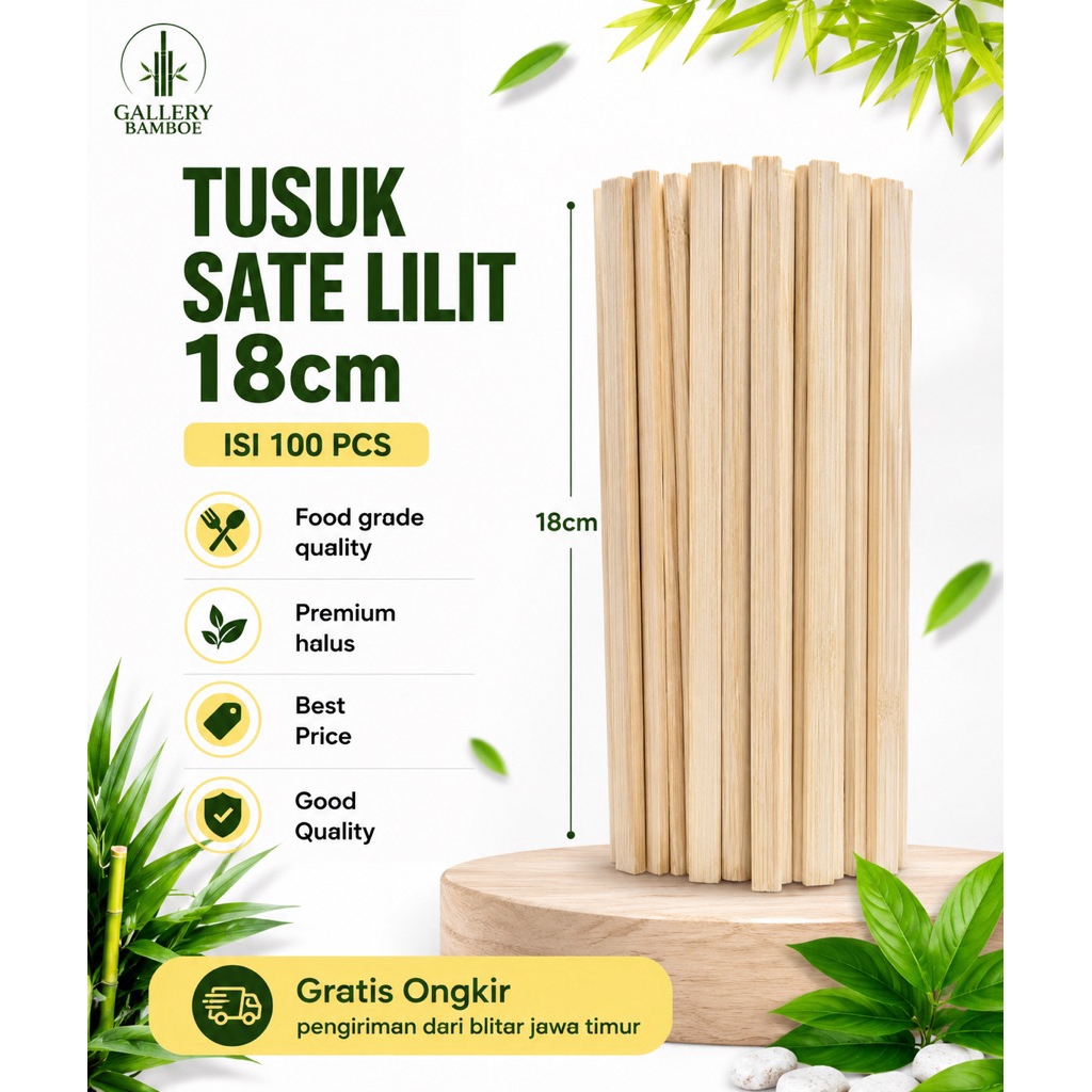 TUSUK SATE LILIT 18cm isi 100pcs/tusuk sate lilit/tusuk sate gepeng
