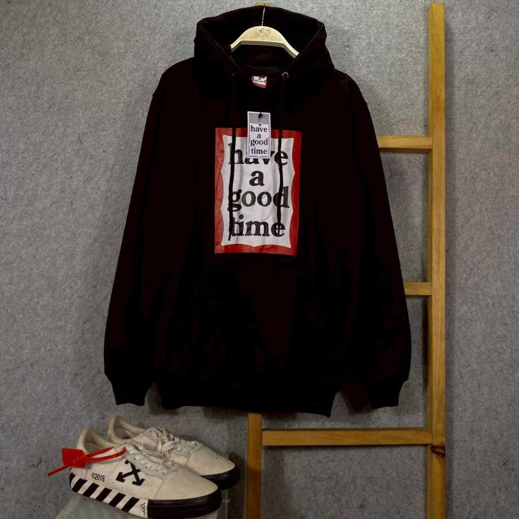 JAKET HOODIE SWEATER SWEATER HAGT HAVE A GOOD TIME LOGO HITAM