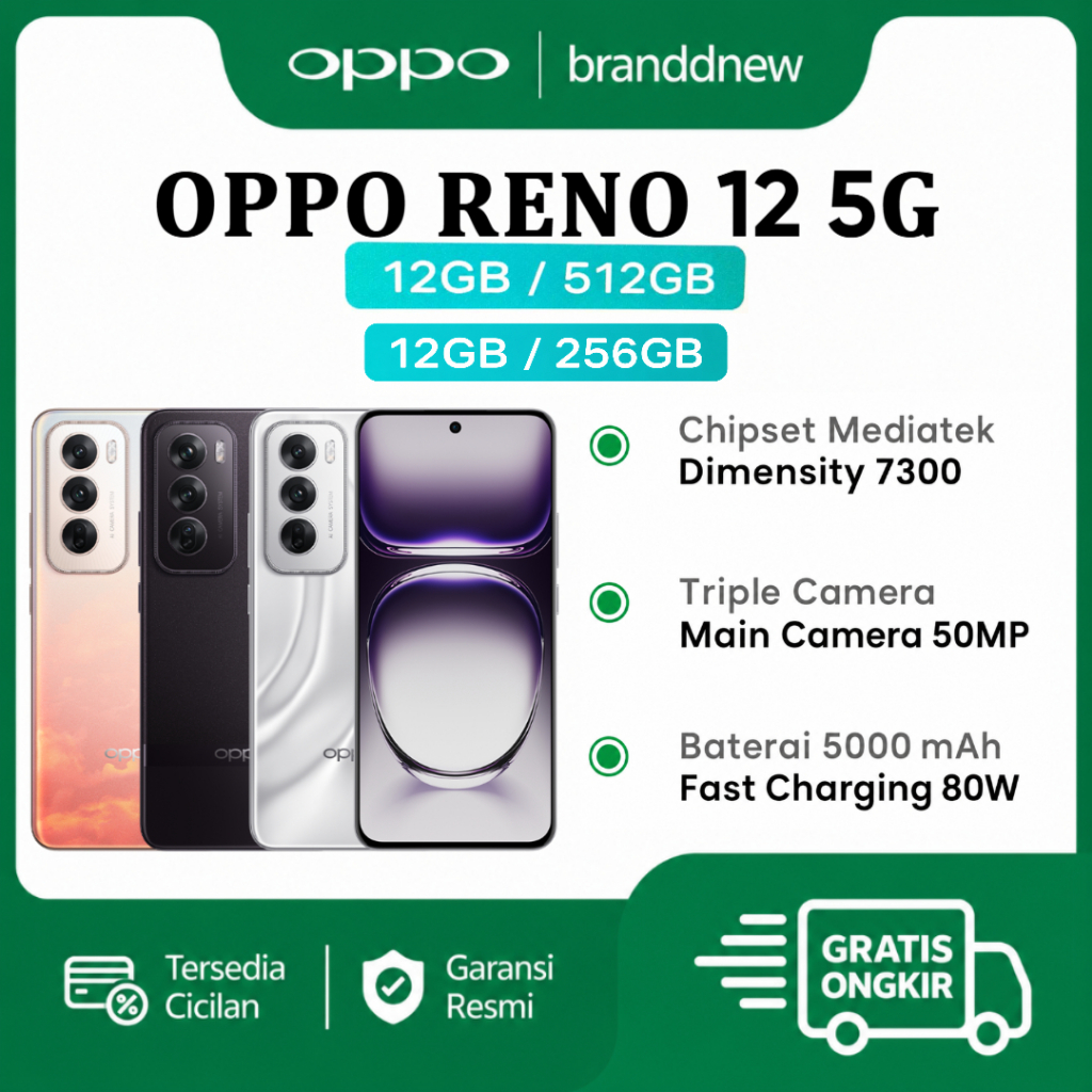 HP OPPO RENO 12 5G 12GB/512GB GARANSI RESMI