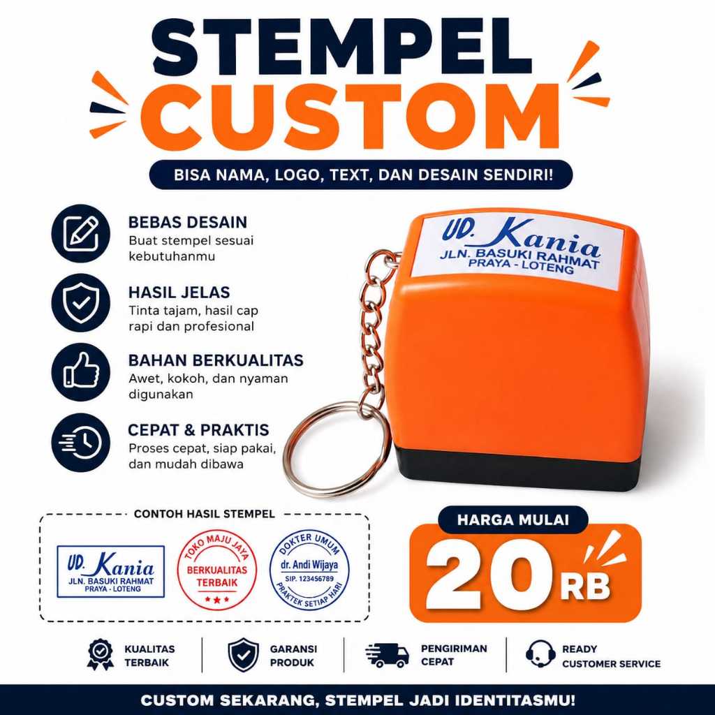 Stempel Gantungan Kunci Custom | Flash Stamp Mini | Stempel Nama Logo | Portable | Tinta Awet | Siap