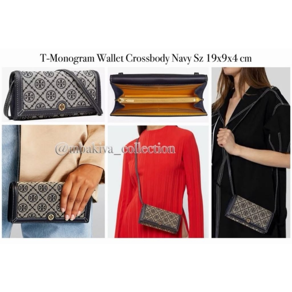 TB T-Monogram Wallet Crossbody Navy