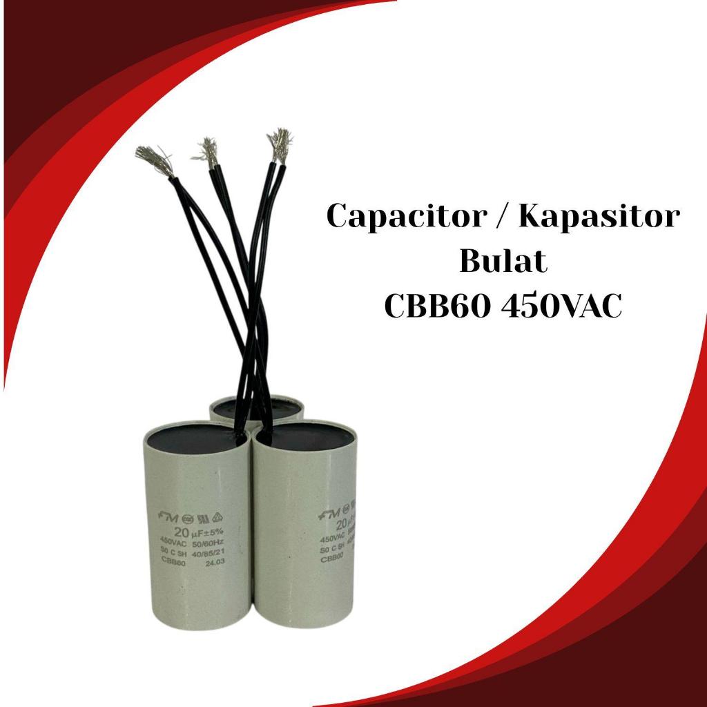 Kapasitor Pompa Air CBB60 450V AC Body Bulat