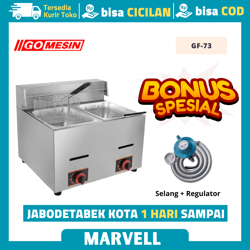 Deep Fryer Gas Gomesin GF-73 Gas Deep Fryer 2 Tank Garansi Resmi