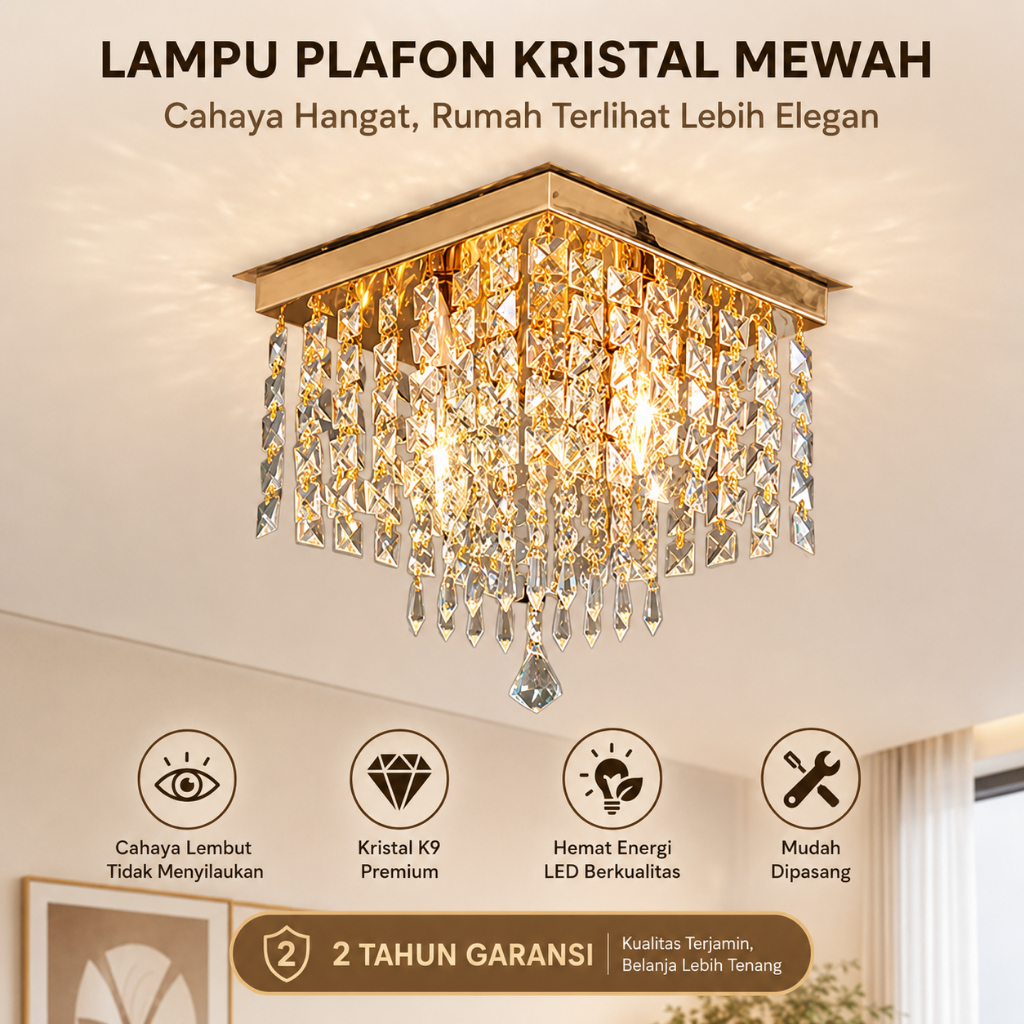 MIMOON Lampu Gantung Kristal Minimalis Modern Led Plafon Lampu Kristal Plafon Lampu Kristal Gantung 