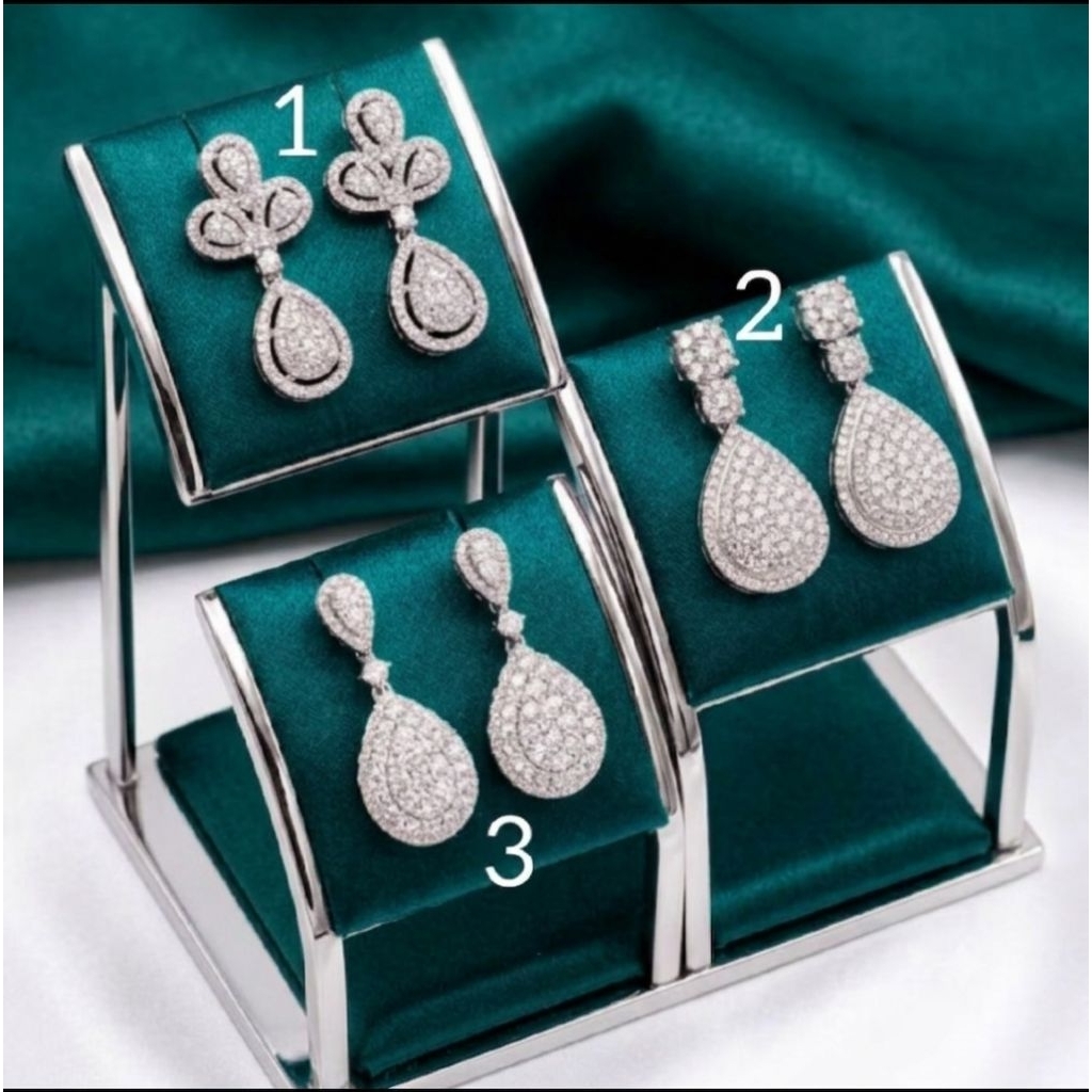 Xuping88 Aneka Koleksi Anting Premium Labu ala berlian Titanium Silver Giwang Pesta