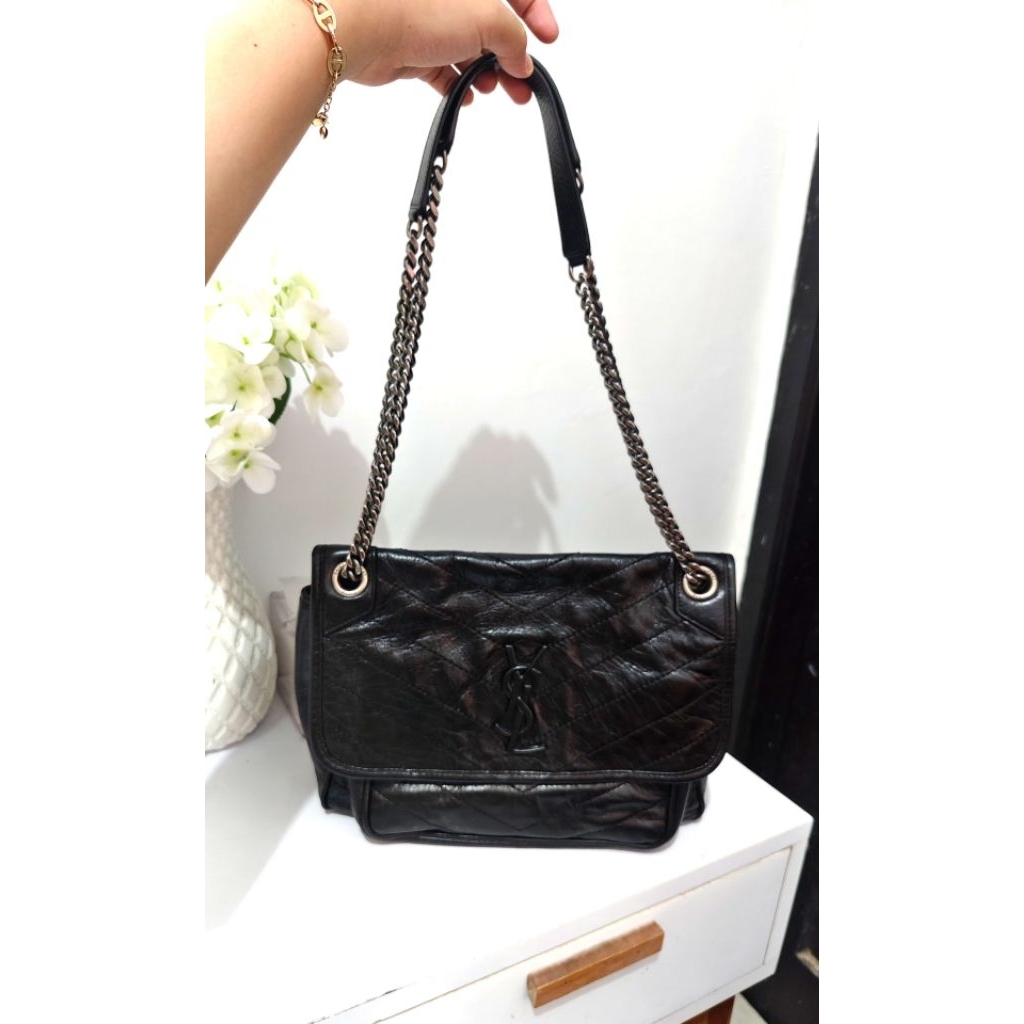 YSL* Niki Black Large Preloved Bag