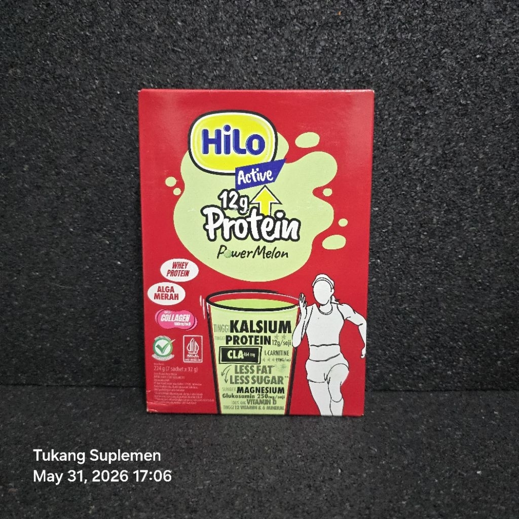 HiLo Active Power Melon 7 Sachet - Susu Dewasa Tinggi Protein dengan CLA L-Carnitine Untuk Strong & 