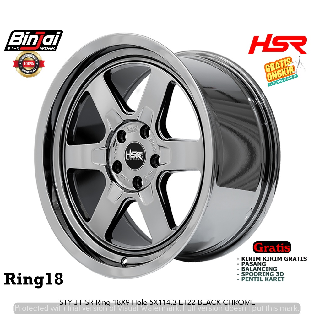VELG MOBIL BLACK CHROME HSR STY R18 - VELG CELONG RING18