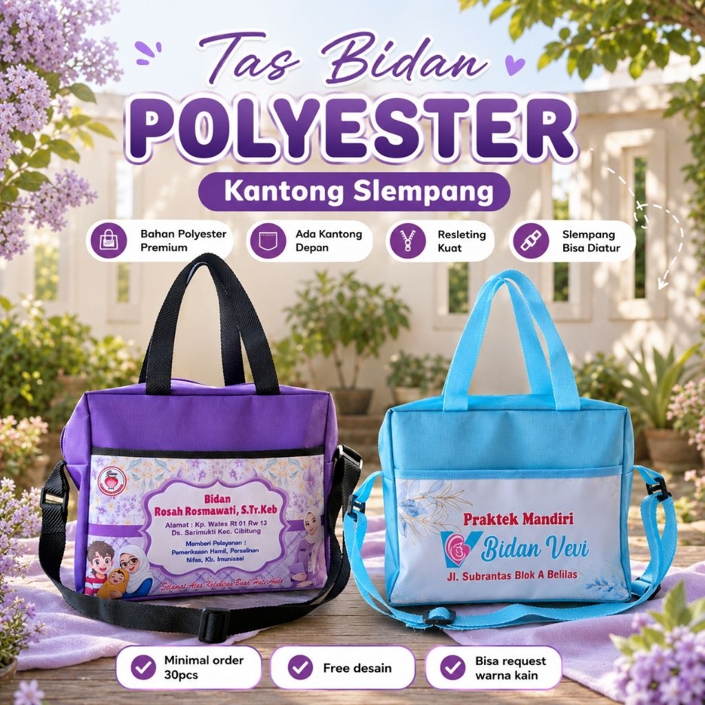 Tas Partus Persalinan tas resleting bidan kantong bahan polyester tas partus bidan tas klinik selemp