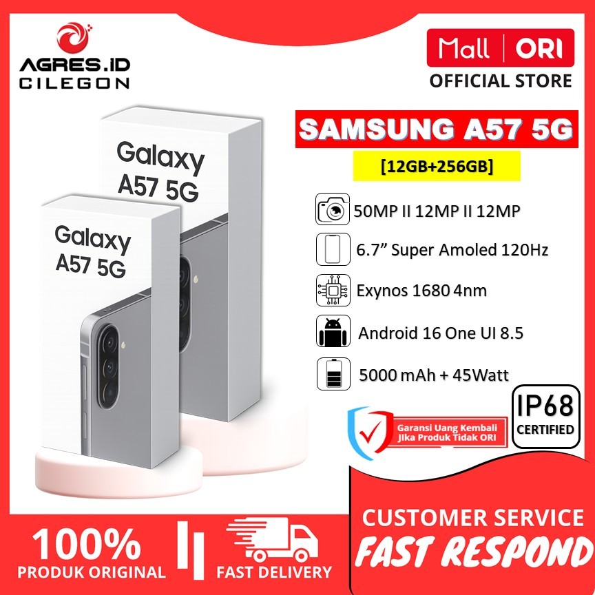 Samsung Galaxy  A57 5G [8GB+128GB] [8GB+256GB] [12GB+256GB] Exynos 1680 II Layar 6.7' Amoled 120Hz I