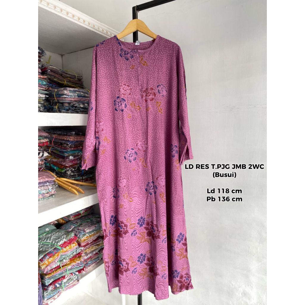 Batik Luza~ Long Dress Resleting Tangan Panjang Jumbo| Daster Busui| Gamis Luza