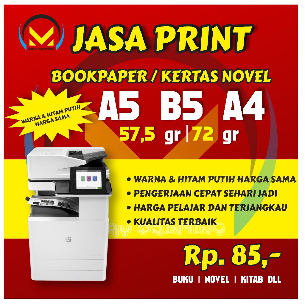 Jasa Print Warna / Cetak buku warna dengan menggunakan mesin laser terbaik | A5 , B5 , A4 , F4 , A3