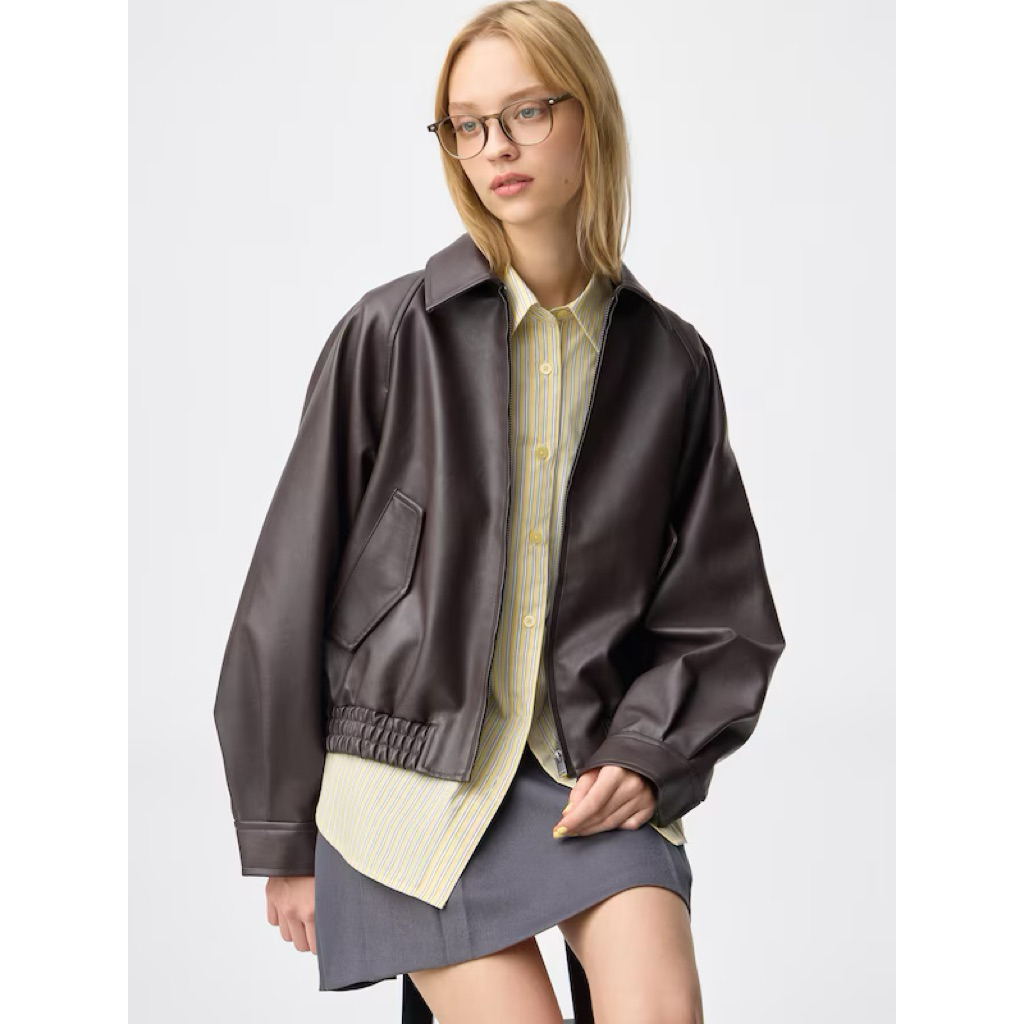 GU Faux leather Harrington jacket UNIQLO Japan Original
