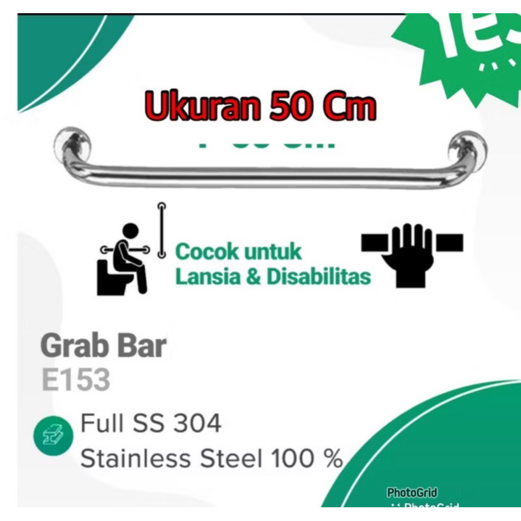 grab bar 50 cm GRAB BAR 50 CM PEGANGAN KAMAR MANDI HANDLE BATHUB grab bar 50 cm/ HANDLE BATHUB KAMAR